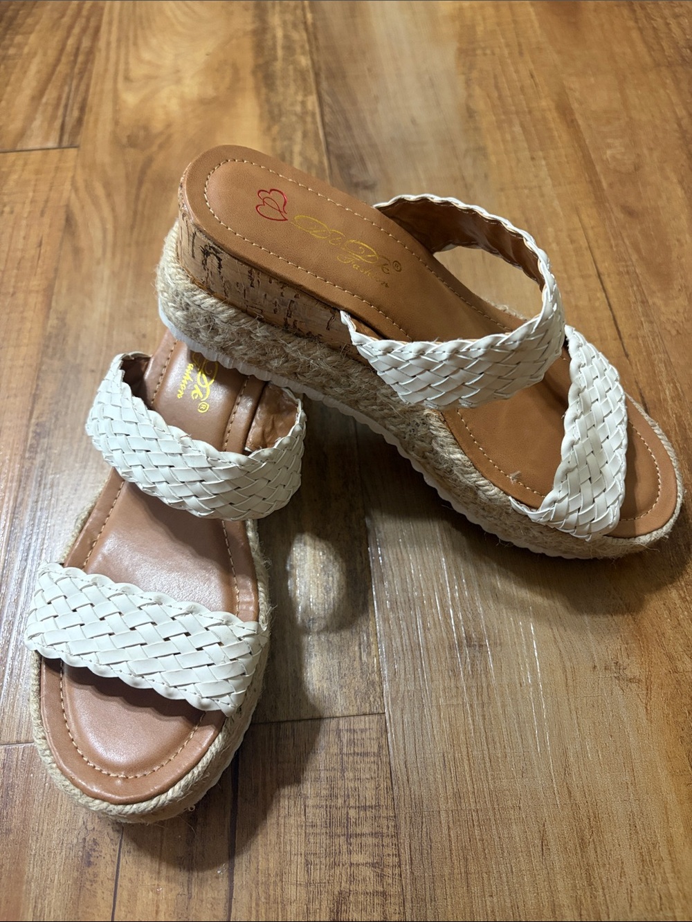 DbDk fashion Woven Double-Strap White espadrille Platform Sandals size 7